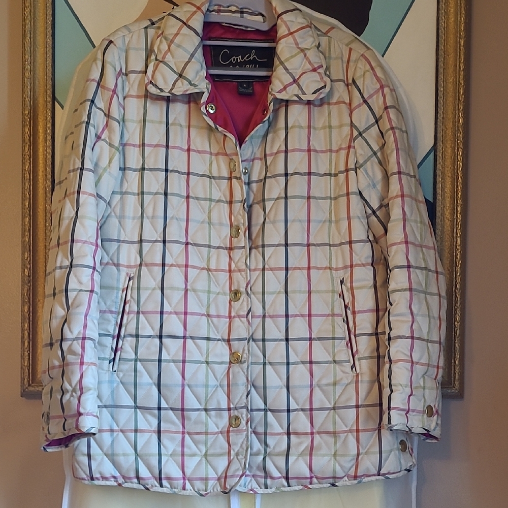 Coach Plaid Tattersall Quilted Coat Sz. S